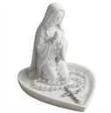 Ver imagem 1 de Oratório Porta Terço com Imagem de Nossa Senhora Base Coração Branco Decorativo Altar Religioso