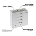 Ver imagem 4 de Cômoda Porta Joia Tampo Vidro 5 Gavetas Corrediças Telescopicas Lume Branco Demartez