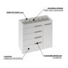 Cômoda Porta Joia Tampo Vidro 5 Gavetas Corrediças Telescopicas Lume Branco Demartez - 4