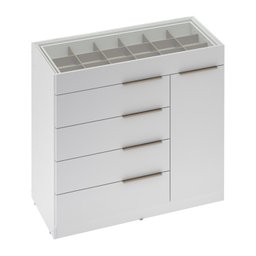 Cômoda Porta Joia Tampo Vidro 5 Gavetas Corrediças Telescopicas Lume Branco Demartez - 1