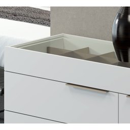 Cômoda Porta Joia Tampo Vidro 5 Gavetas Corrediças Telescopicas Lume Branco Demartez - 5