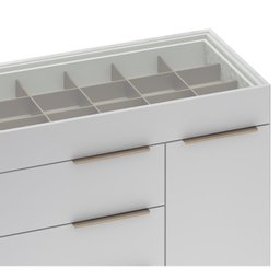 Cômoda Porta Joia Tampo Vidro 5 Gavetas Corrediças Telescopicas Lume Branco Demartez - 8