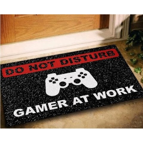 Tapete Capacho Gamer At Work 60x40 - Preto