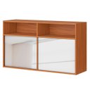 Ver imagem 1 de Armário Aéreo 100% Mdf Portas de Correr com Vidro Claire Cinamomo/branco