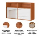 Ver imagem 3 de Armário Aéreo 100% Mdf Portas de Correr com Vidro Claire Cinamomo/branco