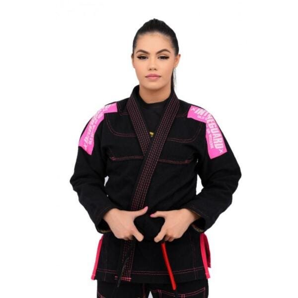 Kimono Feminino Jiu Jitsu+Top Revolução InTheGuard Trançado Preto/Rosa A5 - 4