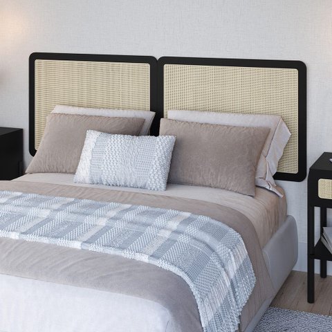 Cabeceira Cama Box Queen Painel com Telinha 160cm Moss A03 Nero - Lyam Decor
