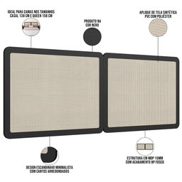 Cabeceira Cama Box Casal Queen Painel com Telinha 160cm Moss A03 Nero - Lyam Decor - 4