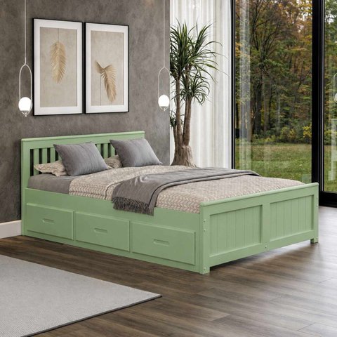 Cama Full 06 Gavetas Madeira Maciça 153x197cm 80cm de Altura