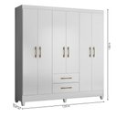 Ver imagem 2 de Guarda Roupa Casal 6 Portas 2 Gavetas 1,53m Branco Panamá Moval