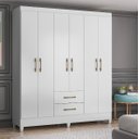 Ver imagem 1 de Guarda Roupa Casal 6 Portas 2 Gavetas 1,53m Branco Panamá Moval