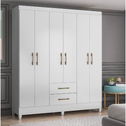 Guarda Roupa Casal 6 Portas 2 Gavetas 1,53m Branco Panamá Moval - 1