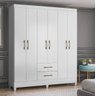 Guarda Roupa Casal 6 Portas 2 Gavetas 1,53m Branco Panamá Moval - 1