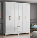 Ver imagem 1 de Guarda Roupa Casal 6 Portas 2 Gavetas 1,53m Branco Panamá Moval