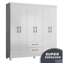 Ver imagem 3 de Guarda Roupa Casal 6 Portas 2 Gavetas 1,53m Branco Panamá Moval
