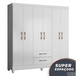 Guarda Roupa Casal 6 Portas 2 Gavetas 1,53m Branco Panamá Moval - 3