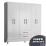 Guarda Roupa Casal 6 Portas 2 Gavetas 1,53m Branco Panamá Moval - 3