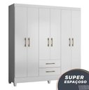 Ver imagem 3 de Guarda Roupa Casal 6 Portas 2 Gavetas 1,53m Branco Panamá Moval