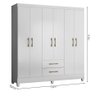 Guarda Roupa Casal 6 Portas 2 Gavetas 1,53m Branco Panamá Moval - 5