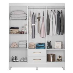 Guarda Roupa Casal 6 Portas 2 Gavetas 1,53m Branco Panamá Moval - 4