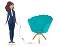 Ver imagem 3 de Kit 2 Poltronas Decorativa Pétala Base Giratória Madeira Suede Azul Tifany Mz Decor