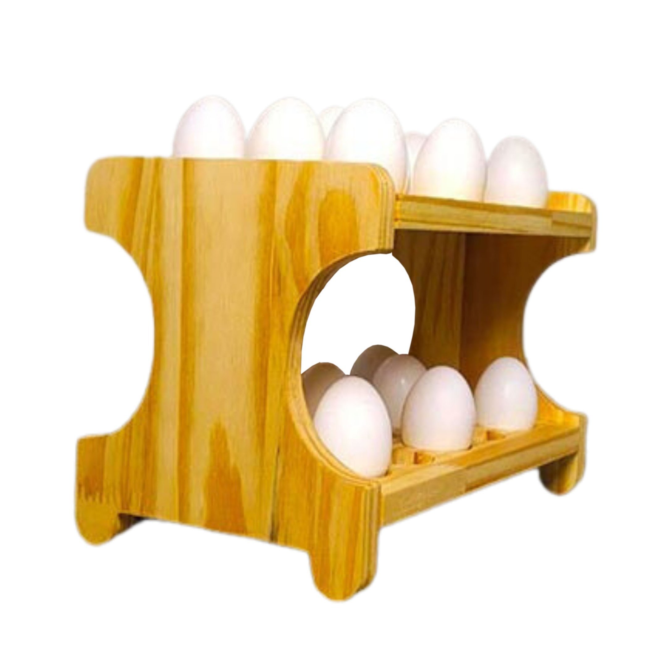 Porta Ovos Circular em Madeira Para 30 Unidades ou Cartela:Reto - 1