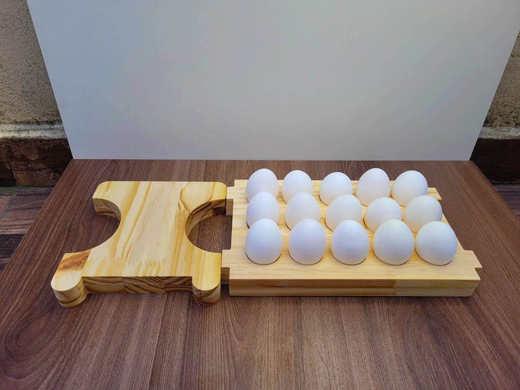Porta Ovos Circular em Madeira Para 30 Unidades ou Cartela:Reto - 2