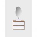 Ver imagem 4 de Gabinete para Banheiro com Cuba e Espelheira Organica 80cm Mdf Freijo com Branco Dubai - On Móveis