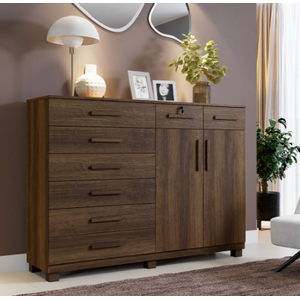 Cômoda 8 Gavetas 2 Portas New Triunfo Benetil Móveis - Imbuia