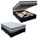 Ver imagem 1 de Cama Box Baú Casal Sintético + Colchão Anjos Black Graphite Molas Ensacadas 138x188x64cm Preto