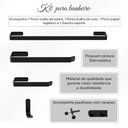 Ver imagem 2 de Kit 4 Acessórios para Banheiro com Toalheiro Banho Rosto Gancho e Papeleira Moderno - Preto Fosco