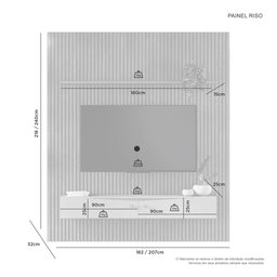 Painel Riso Candian 240x207cm com Nicho Jcm Movelaria - 3 Painel Riso Candian 240x207cm com Nicho Jcm Movelaria - 3