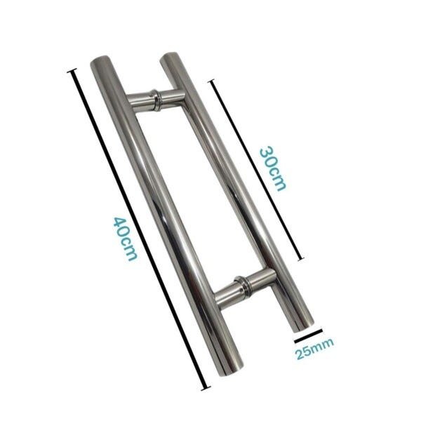 Puxador Porta Pivotante Madeira/vidro Alumínio Tubular 40cm - 2