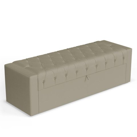 Calçadeira Báu Casal Padrão Atena 140cm Capitonê Veludo Bege - Desk Design