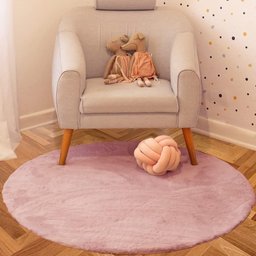 Tapete Pele de Coelho Antiderrapante Redondo Melody 140cm - Jolitex - 2