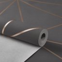 Ver imagem 1 de PAPEL DE PAREDE IMPORTADO GEOMETRICO CINZA ESCURO C/ COBRE