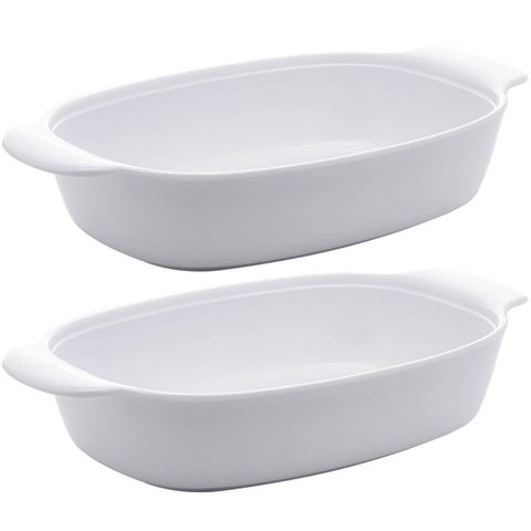 Kit 2 Travessas de Melamina Brancas 23cm Milão Lyor com Alças Laterais para Servir