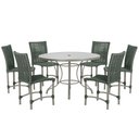 Ver imagem 1 de Mesa Ascoli 120 Cm com 6 Cadeiras Cannes de Alumínio, Pintura Fendi e Trama Tela de Corda Náutica