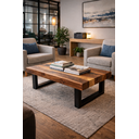 Ver imagem 7 de Mesa de Centro Retangular em Madeira com Base em Metal