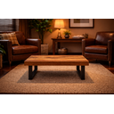 Ver imagem 3 de Mesa de Centro Retangular em Madeira com Base em Metal