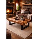 Ver imagem 5 de Mesa de Centro Retangular em Madeira com Base em Metal