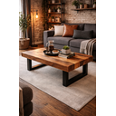 Ver imagem 1 de Mesa de Centro Retangular em Madeira com Base em Metal