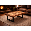 Ver imagem 2 de Mesa de Centro Retangular em Madeira com Base em Metal