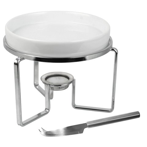 Rechaud para Queijo Brie em Cerâmica com Faca em Aço Inox D16xa11,5cm Fracalanza