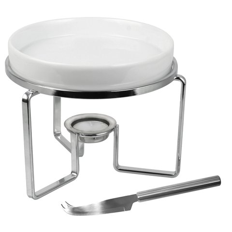 Rechaud para Queijo Brie em Cerâmica com Faca em Aço Inox D16xa11,5cm Fracalanza