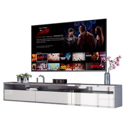 Rack Suspenso para TV Life 1.36 Off White com Cinza - MóveisAqui - 1