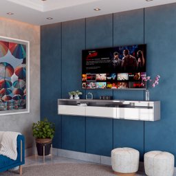 Rack Suspenso para TV Life 1.36 Off White com Cinza - MóveisAqui - 2