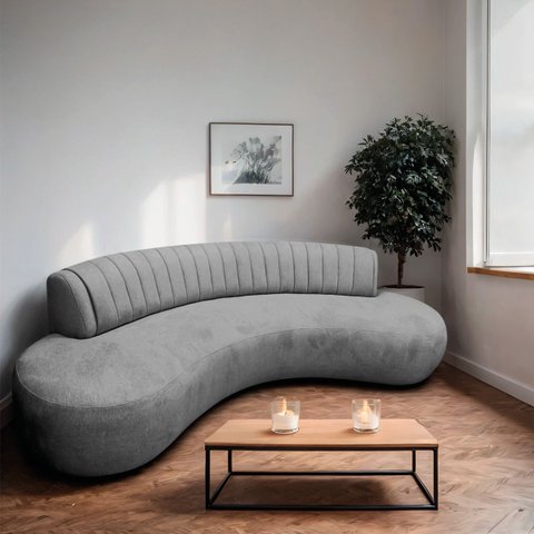 Divã Recamier Celeste Curvo Sala Estar Luxo 180cm Linho