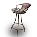 Ver imagem 1 de Banqueta Giratória Alta Área Externa Almofadada em Fibra Sintética - Tecido Corda Náutica