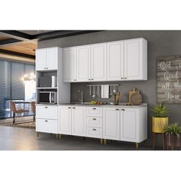 Módulo Cozinha Henn Americana Paneleiro 2 Portas e 2 Gavetas (2 Fornos) Branco - 7